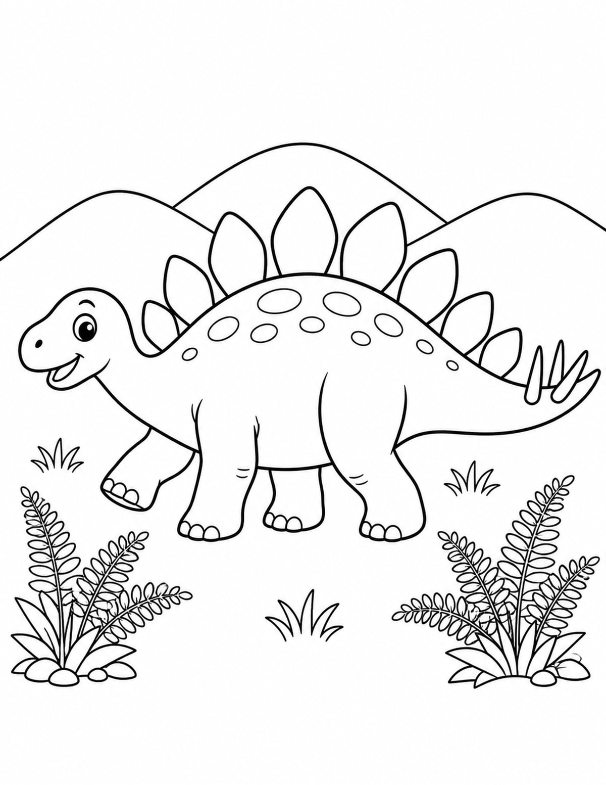 Stegosaurus Walking Past Ferns printable preview