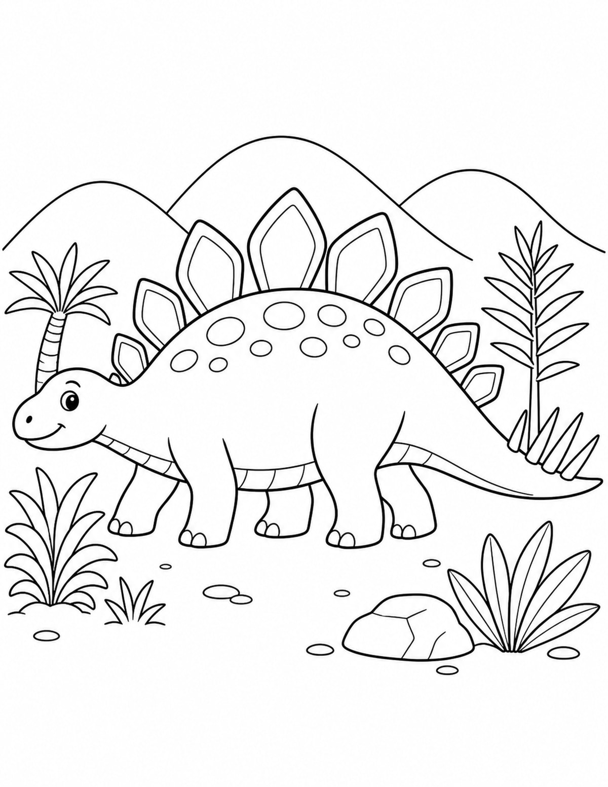 Stegosaurus with Mountain Plants printable preview