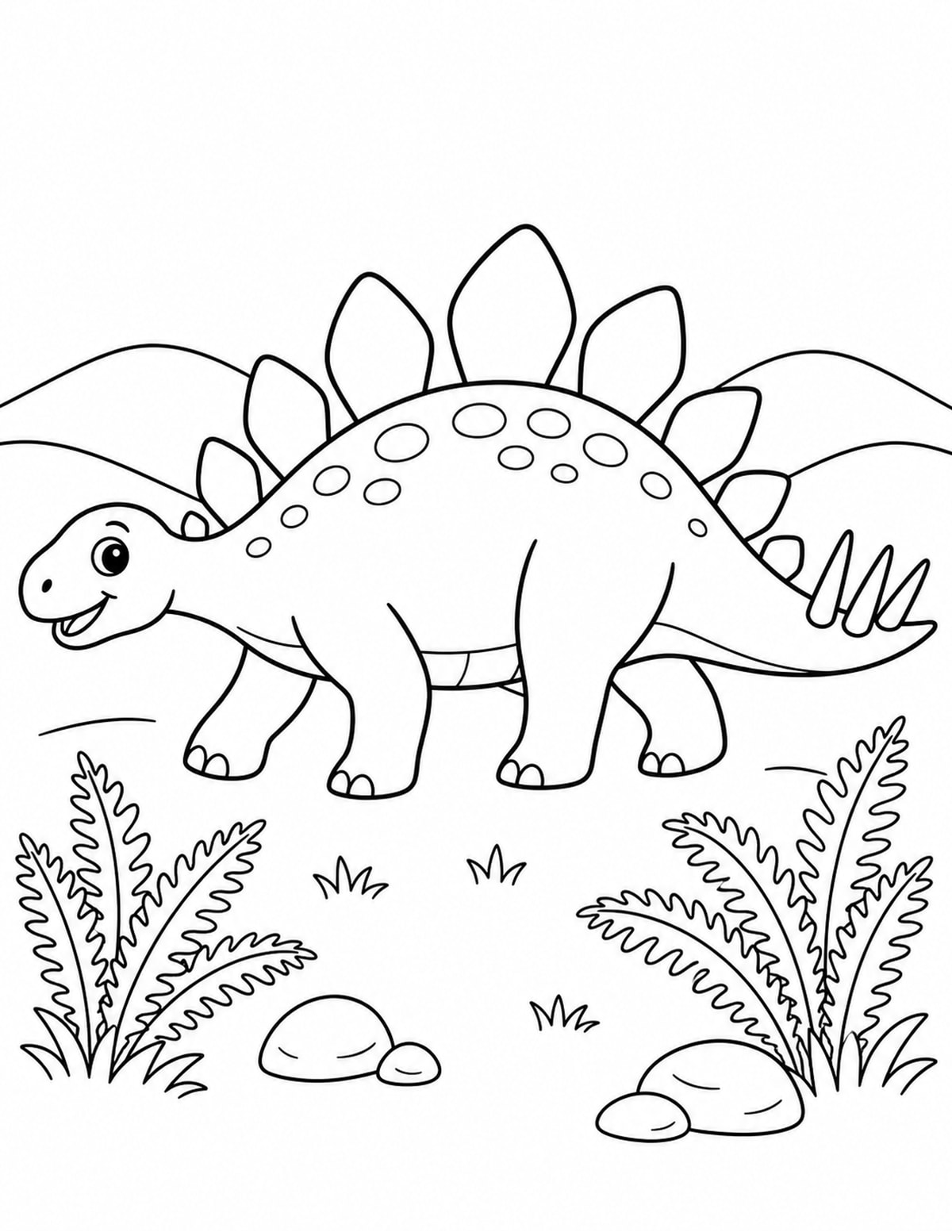 Classic Stegosaurus Side View printable preview