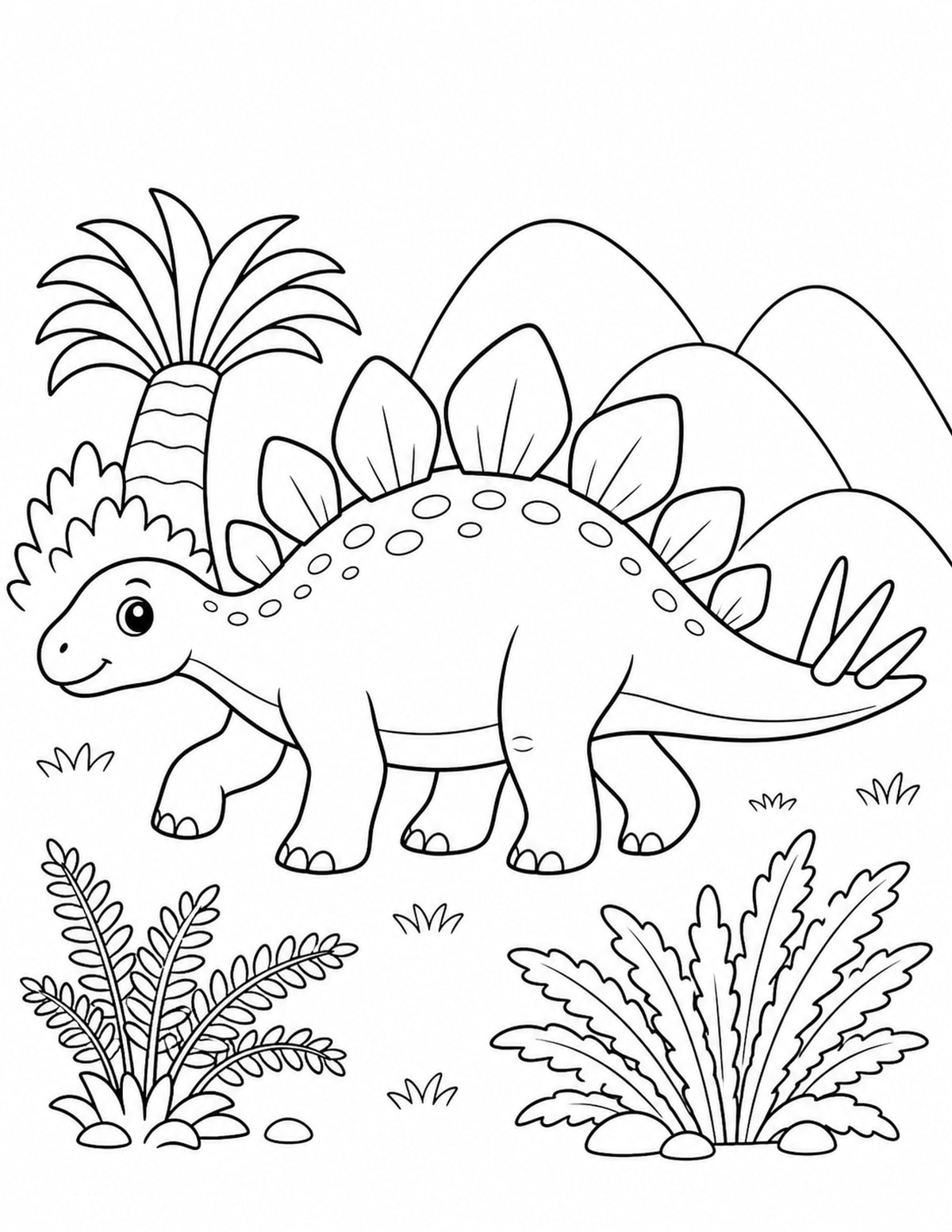 Stegosaurus Near Tropical Plants printable preview
