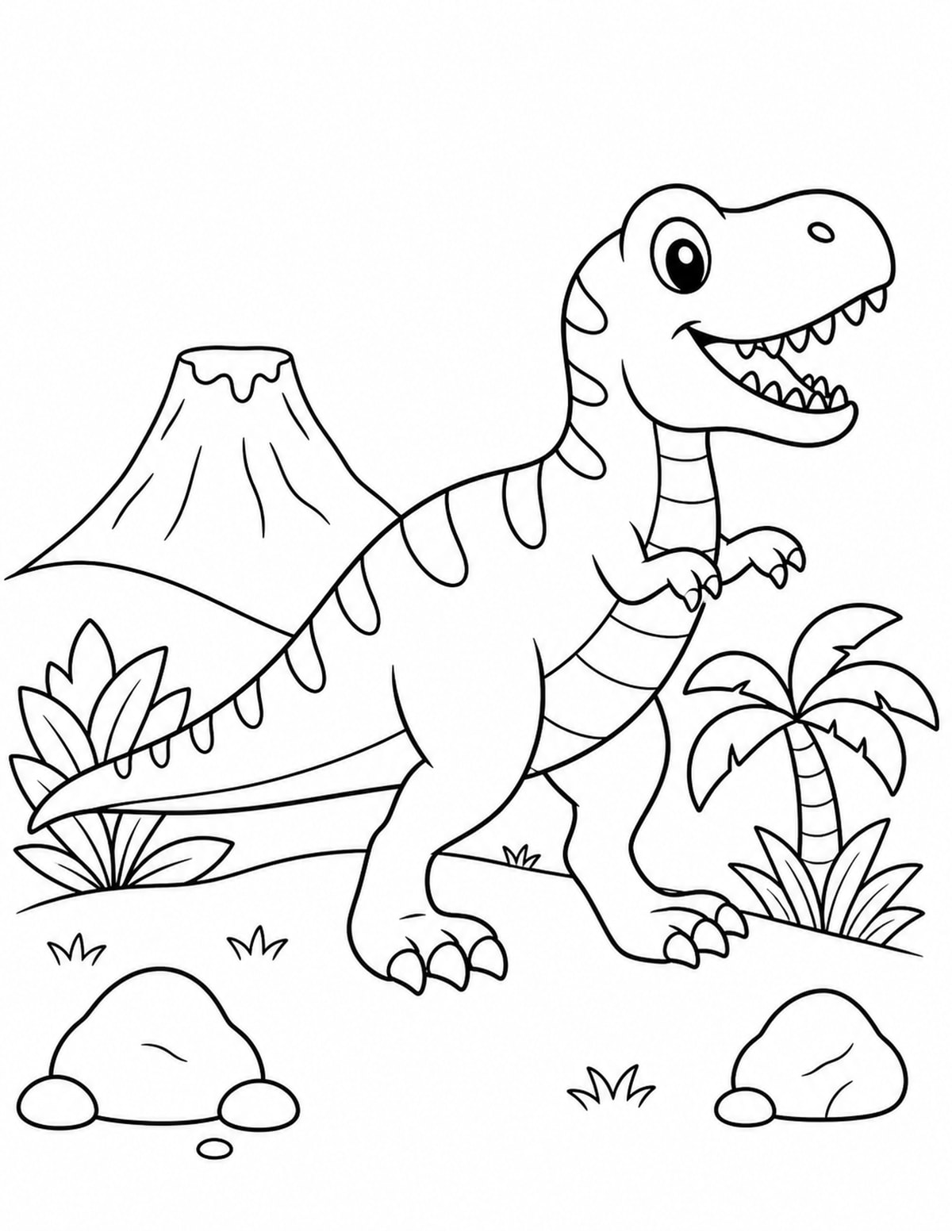 T-Rex Near a Smoking Volcano printable preview