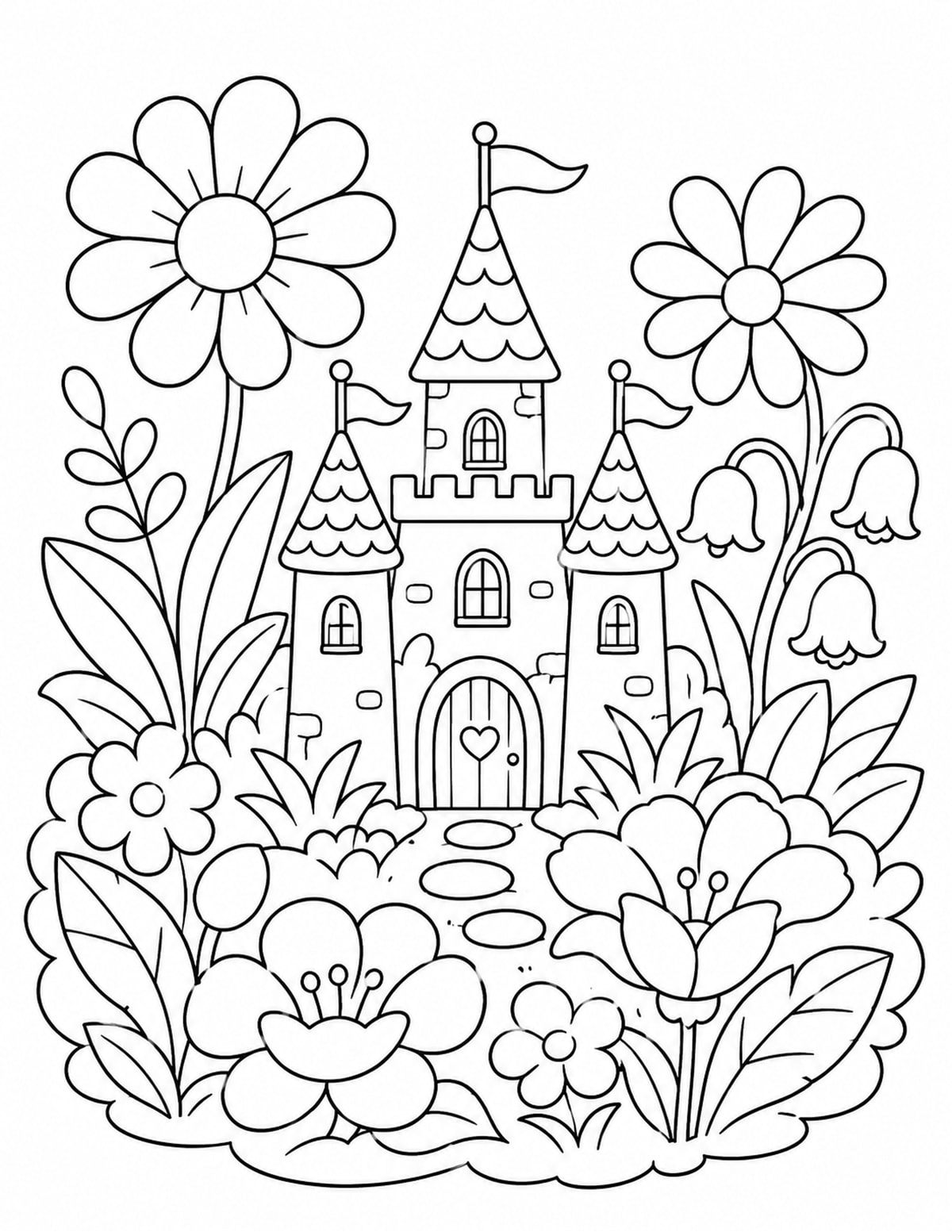 Tiny Fairy Castle Inside a Flower Garden printable preview