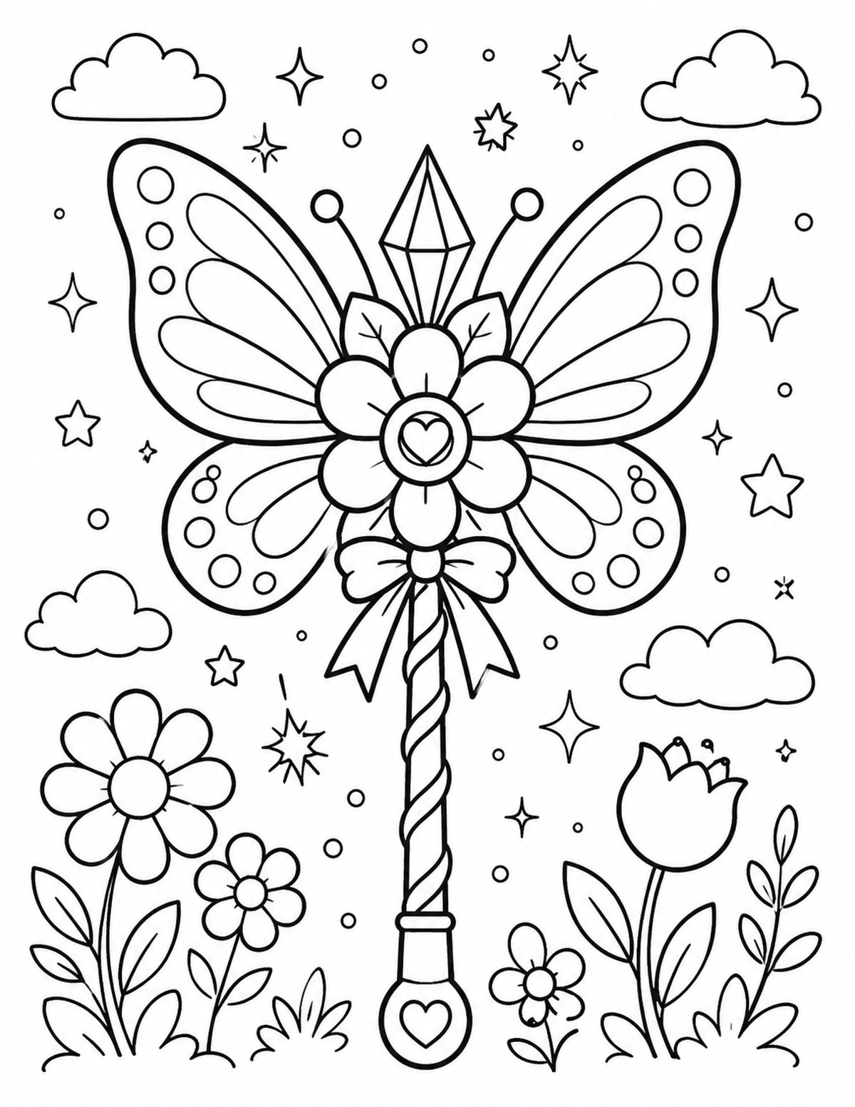 Wand with Butterfly Wings printable preview