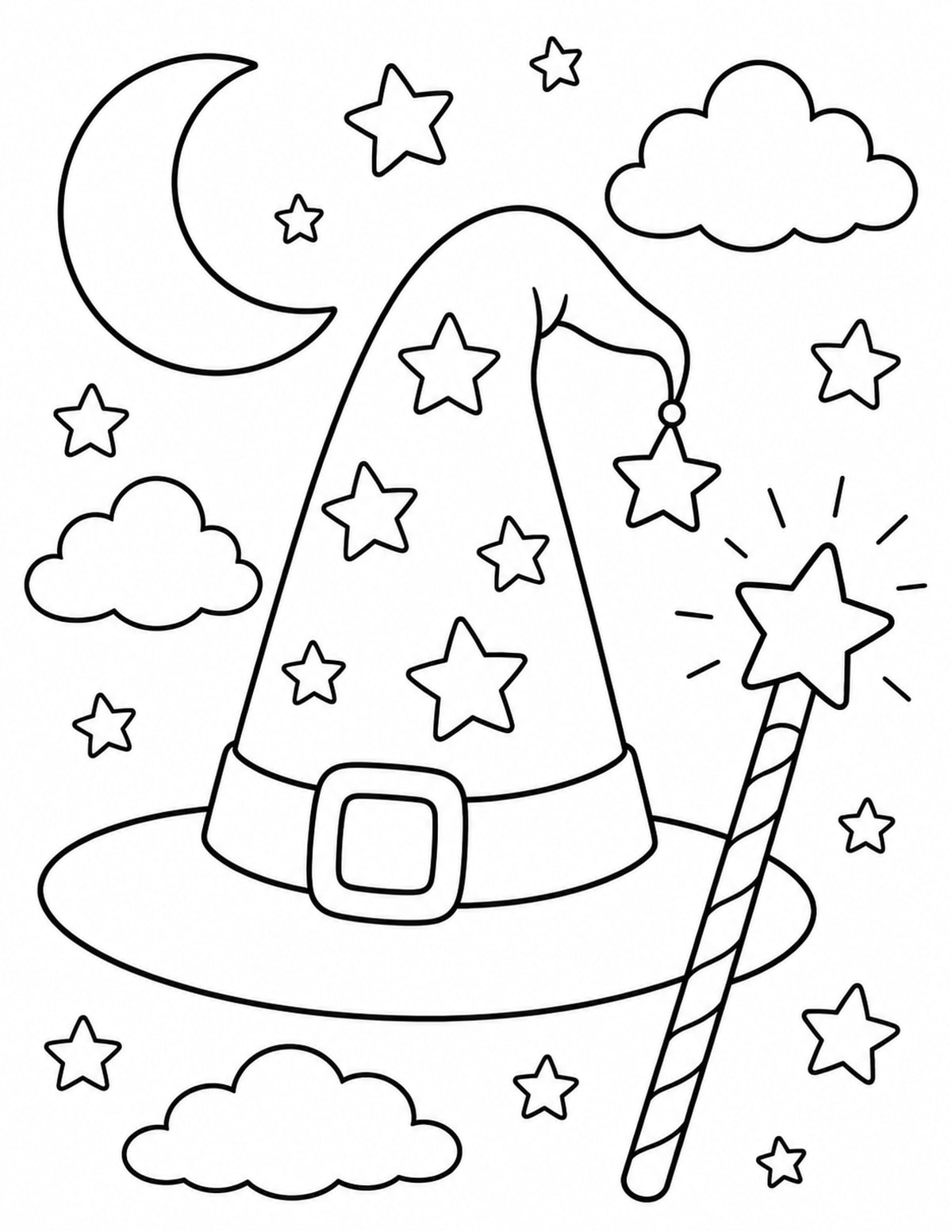 Wizard Hat with Wand printable preview