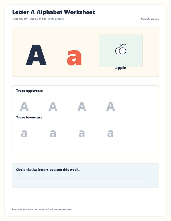 Letter A Alphabet Worksheet printable preview