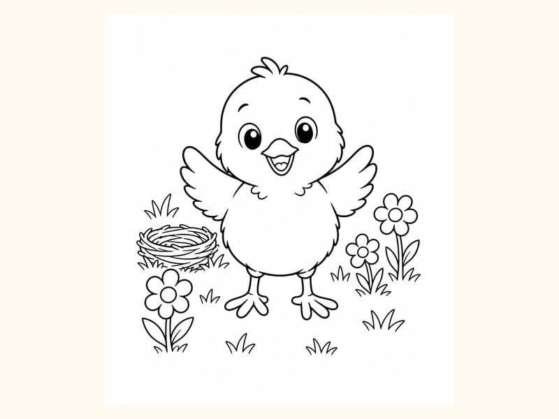 Baby Chick Coloring Page 1 printable preview