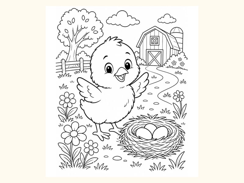 Baby Chick Coloring Page 12 printable preview