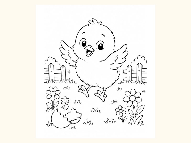 Baby Chick Coloring Page 13 printable preview