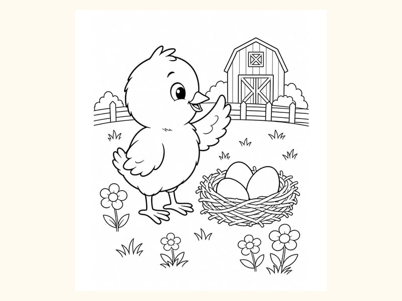Baby Chick Coloring Page 14 printable preview