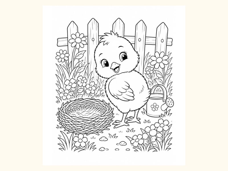 Baby Chick Coloring Page 16 printable preview