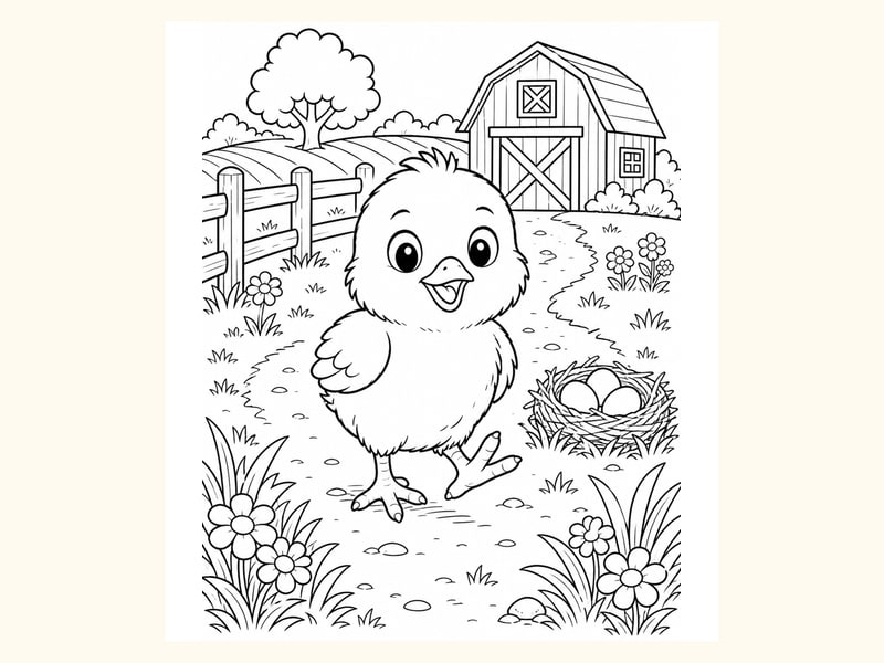 Baby Chick Coloring Page 17 printable preview