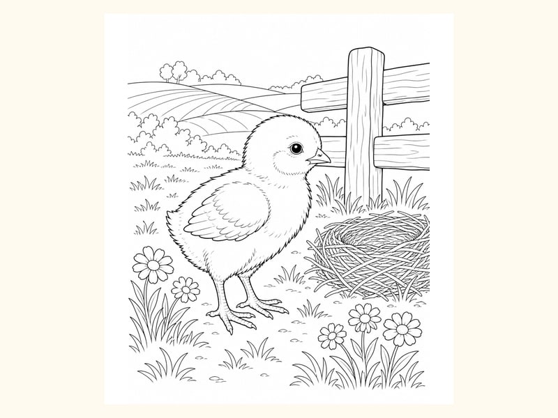 Baby Chick Coloring Page 18 printable preview