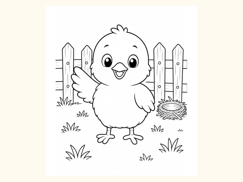 Baby Chick Coloring Page 2 printable preview
