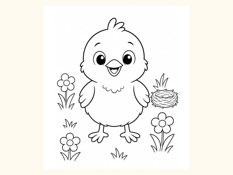 Baby Chick Coloring Page 20 printable preview