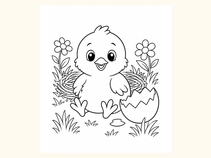 Baby Chick Coloring Page 4 printable preview