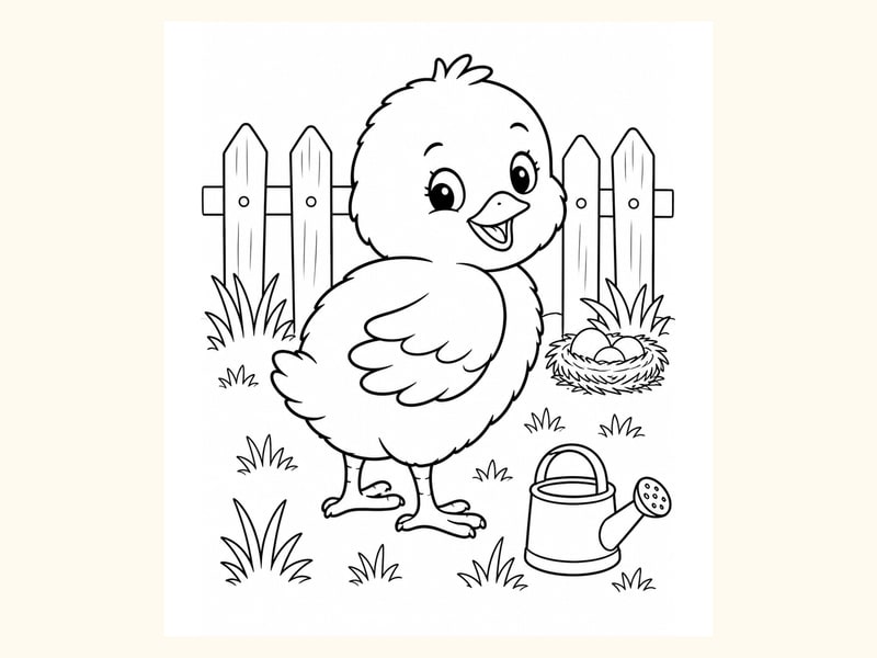 Baby Chick Coloring Page 8 printable preview