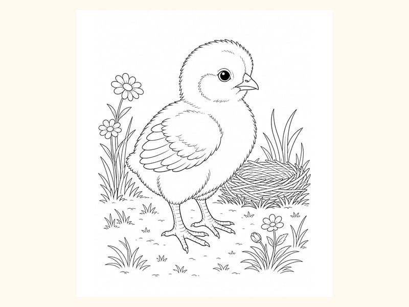 Baby Chick Coloring Page 9 printable preview
