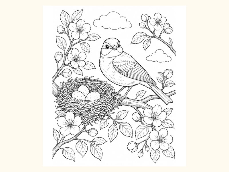 Bird Nest Coloring Page 10 printable preview