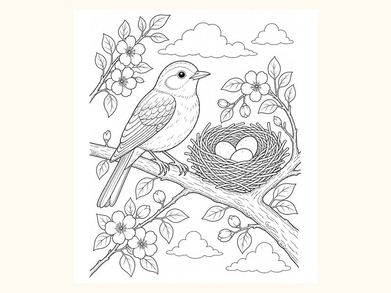 Bird Nest Coloring Page 2 printable preview