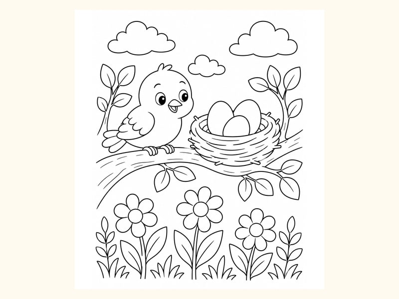 Bird Nest Coloring Page 3 printable preview