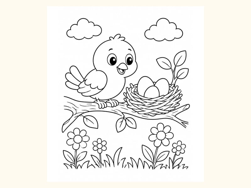 Bird Nest Coloring Page 4 printable preview
