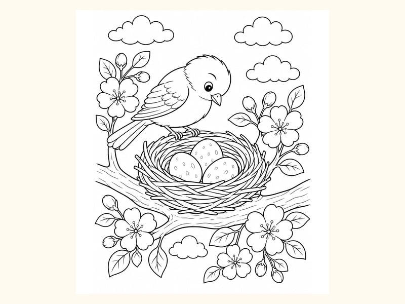Bird Nest Coloring Page 6 printable preview