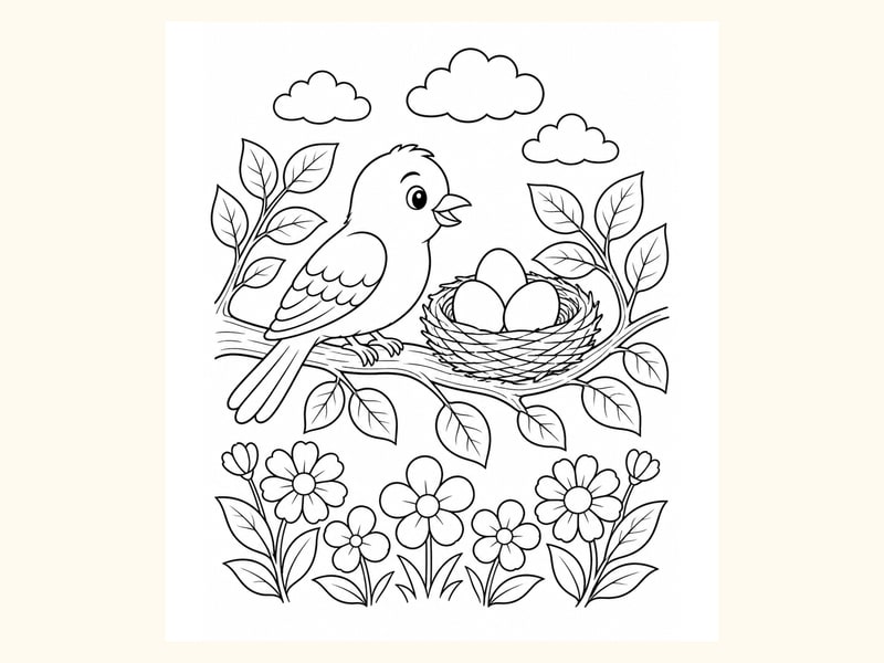 Bird Nest Coloring Page 7 printable preview
