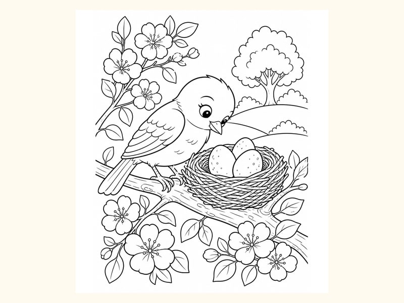 Bird Nest Coloring Page 8 printable preview