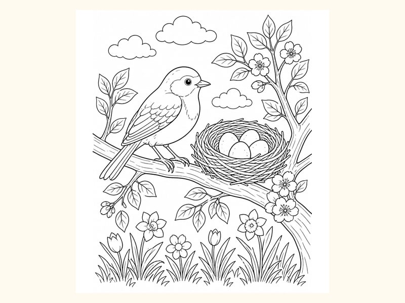 Bird Nest Coloring Page 9 printable preview