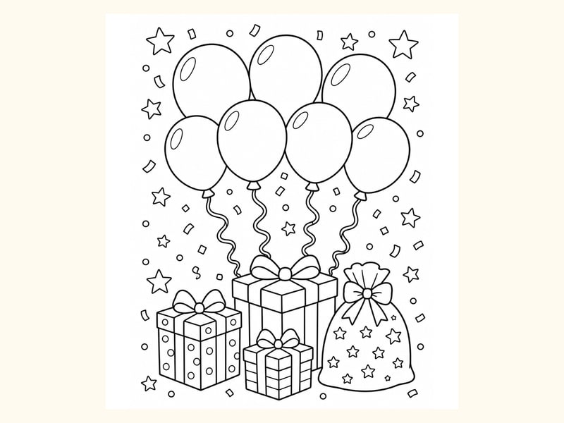 Birthday Balloons Coloring Page 1 printable preview