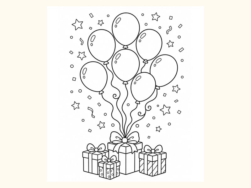 Birthday Balloons Coloring Page 2 printable preview