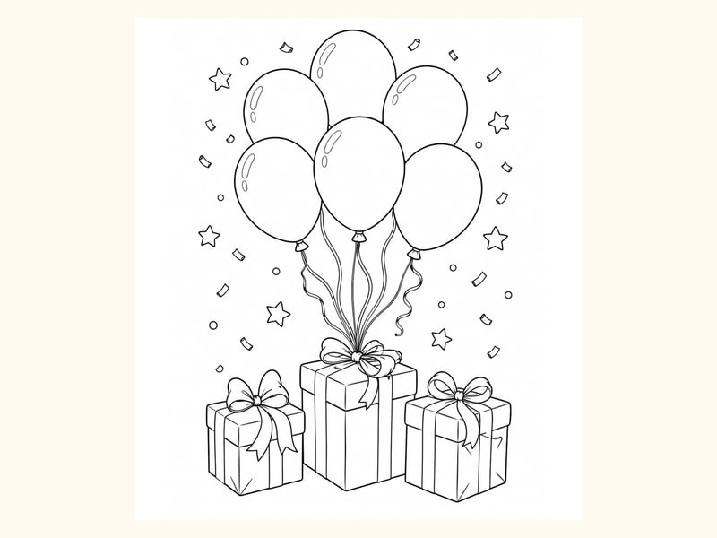 Birthday Balloons Coloring Page 4 printable preview