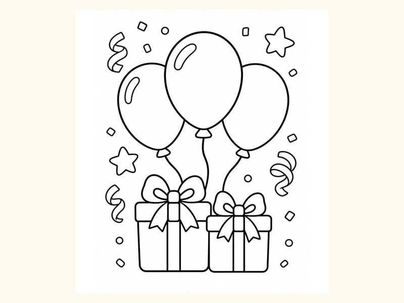 Birthday Balloons Coloring Page 5 printable preview