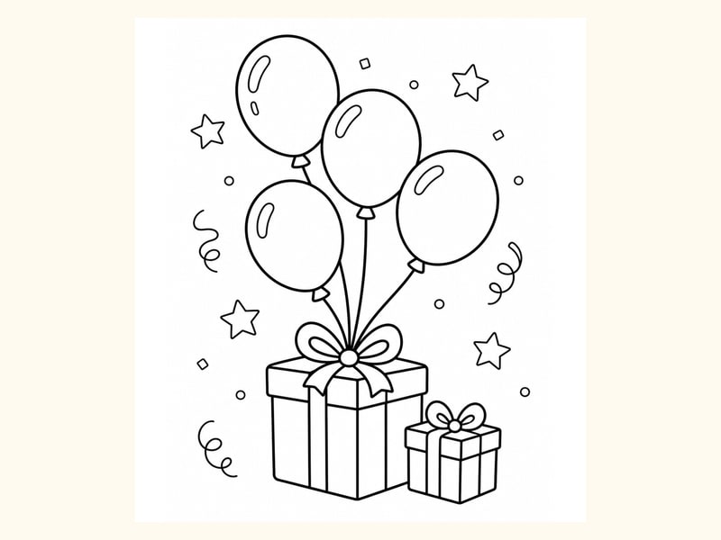 Birthday Balloons Coloring Page 6 printable preview