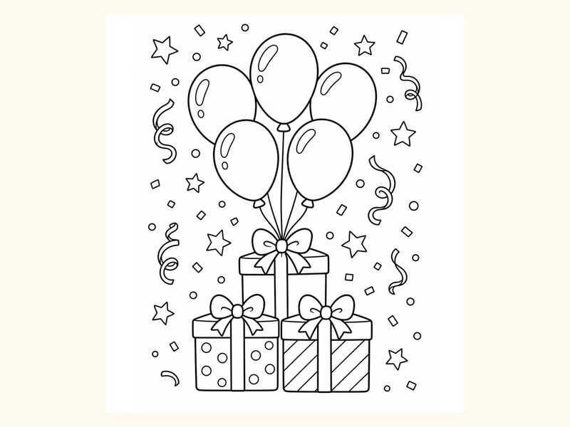 Birthday Balloons Coloring Page 7 printable preview