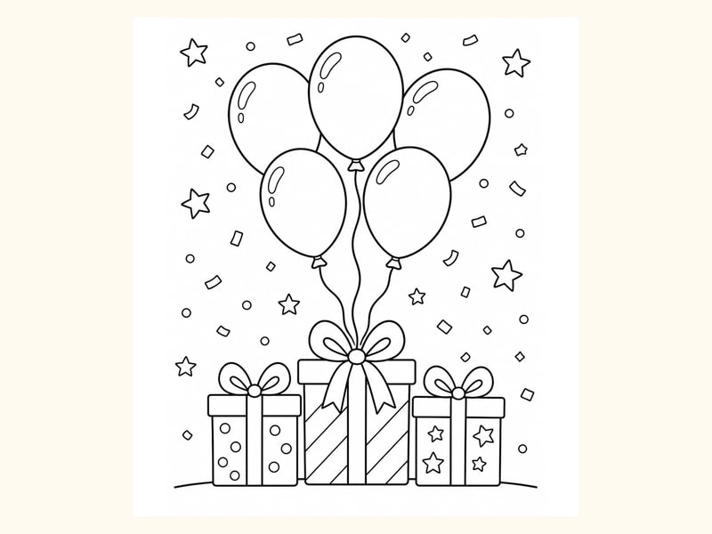 Birthday Balloons Coloring Page 8 printable preview