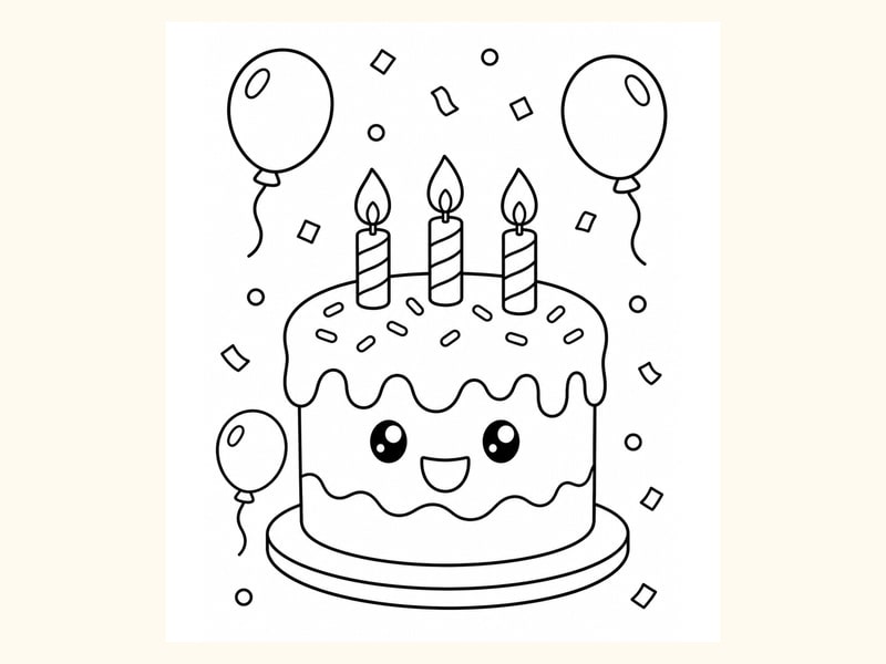 Birthday Cake Coloring Page 10 printable preview