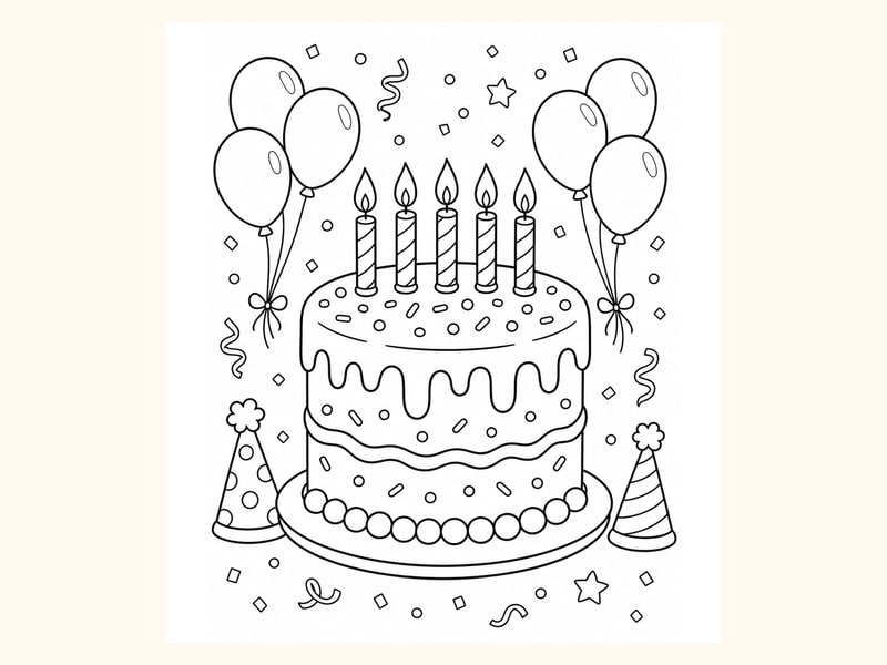Birthday Cake Coloring Page 3 printable preview