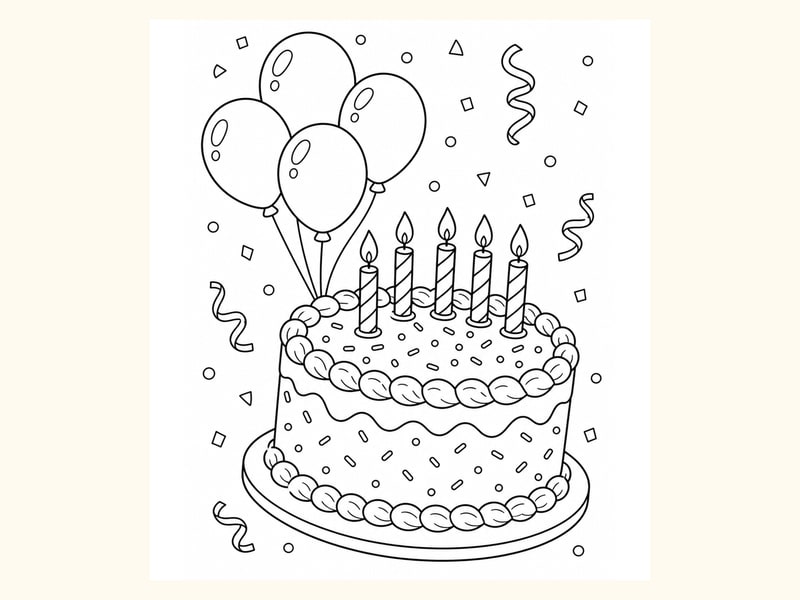 Birthday Cake Coloring Page 4 printable preview
