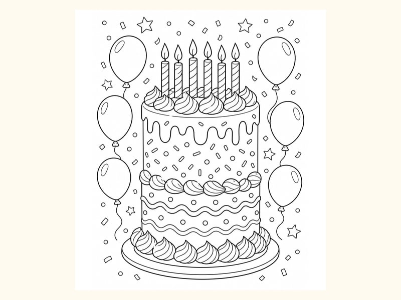 Birthday Cake Coloring Page 5 printable preview