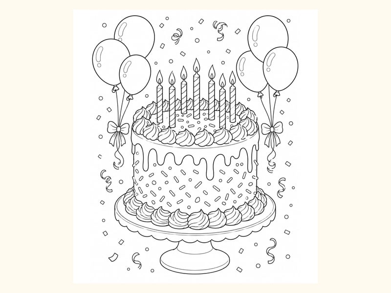 Birthday Cake Coloring Page 9 printable preview