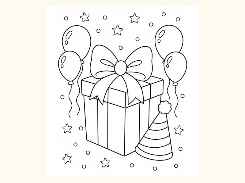 Birthday Gift Coloring Page 1 printable preview