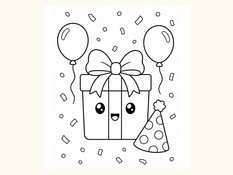 Birthday Gift Coloring Page 10 printable preview