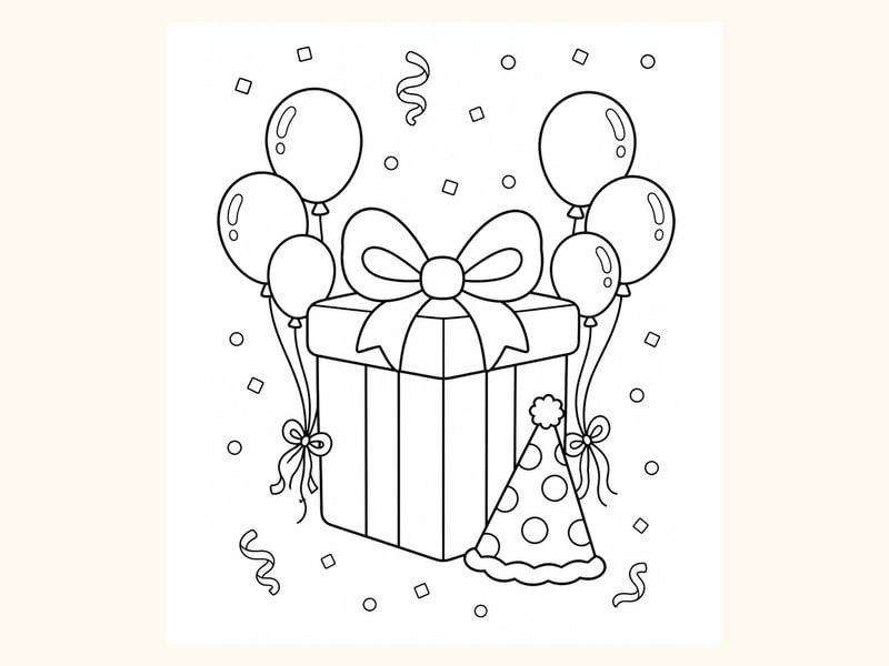 Birthday Gift Coloring Page 2 printable preview