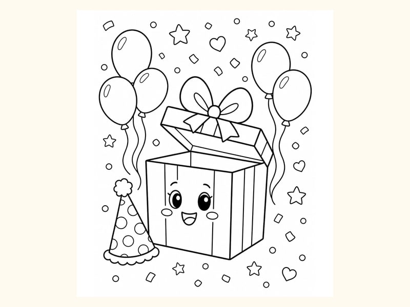 Birthday Gift Coloring Page 3 printable preview