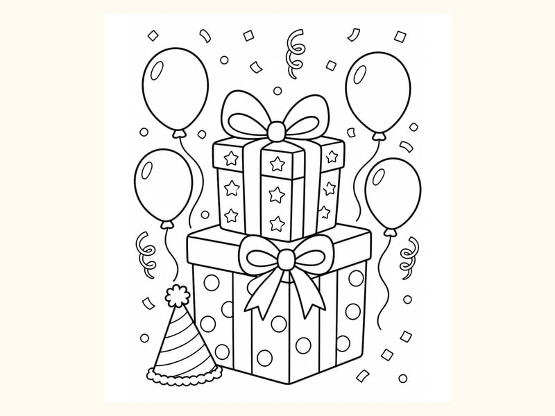 Birthday Gift Coloring Page 4 printable preview