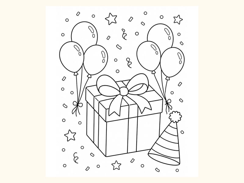 Birthday Gift Coloring Page 5 printable preview