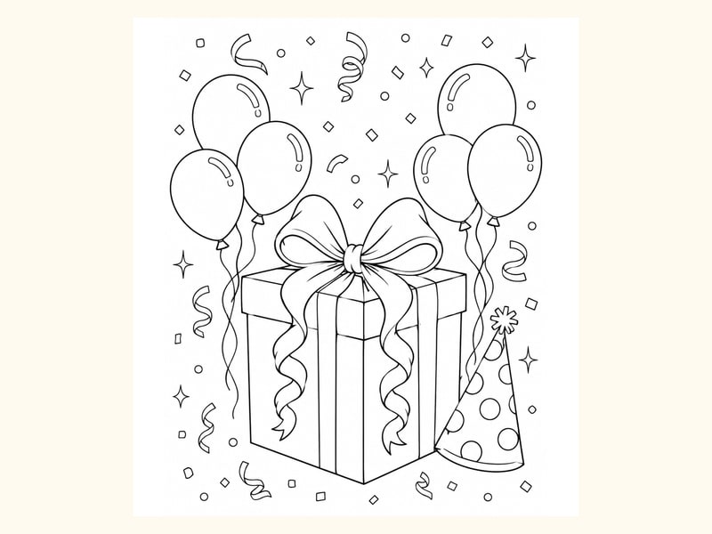 Birthday Gift Coloring Page 6 printable preview