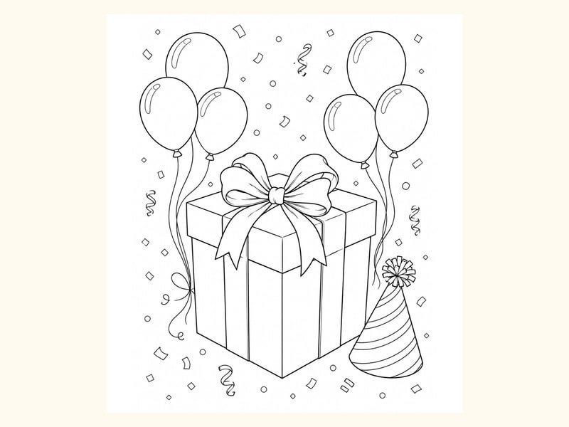 Birthday Gift Coloring Page 8 printable preview