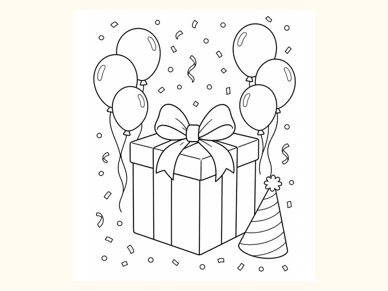 Birthday Gift Coloring Page 9 printable preview